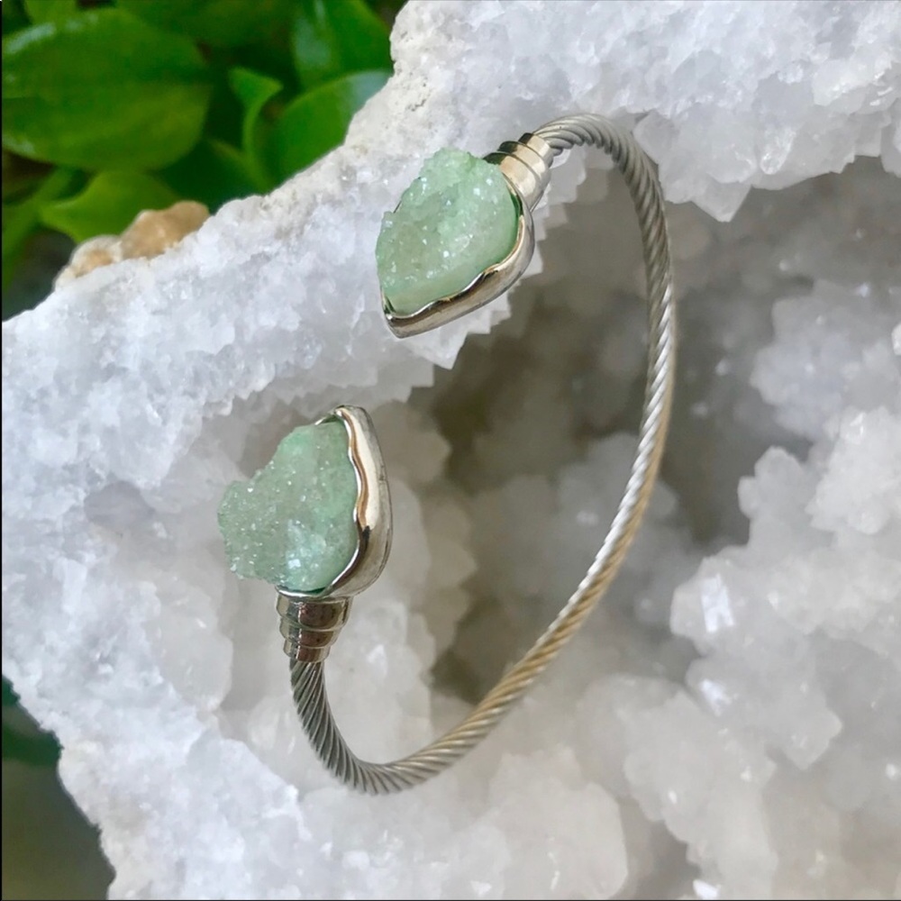 Genuine Natural Druzy cable bangle